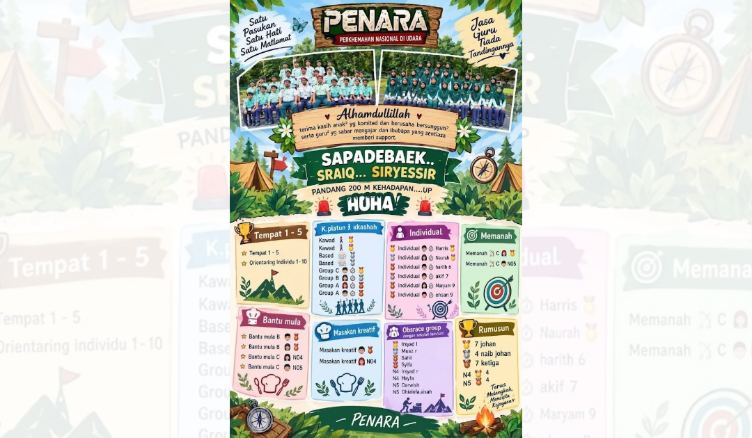 Pelajar-pelajar Sekolah Rendah Al-Itqan cemerlang di Perkhemahan Nasional di Udara (PENARA) KRS-TKRS MUSLEH 2026
